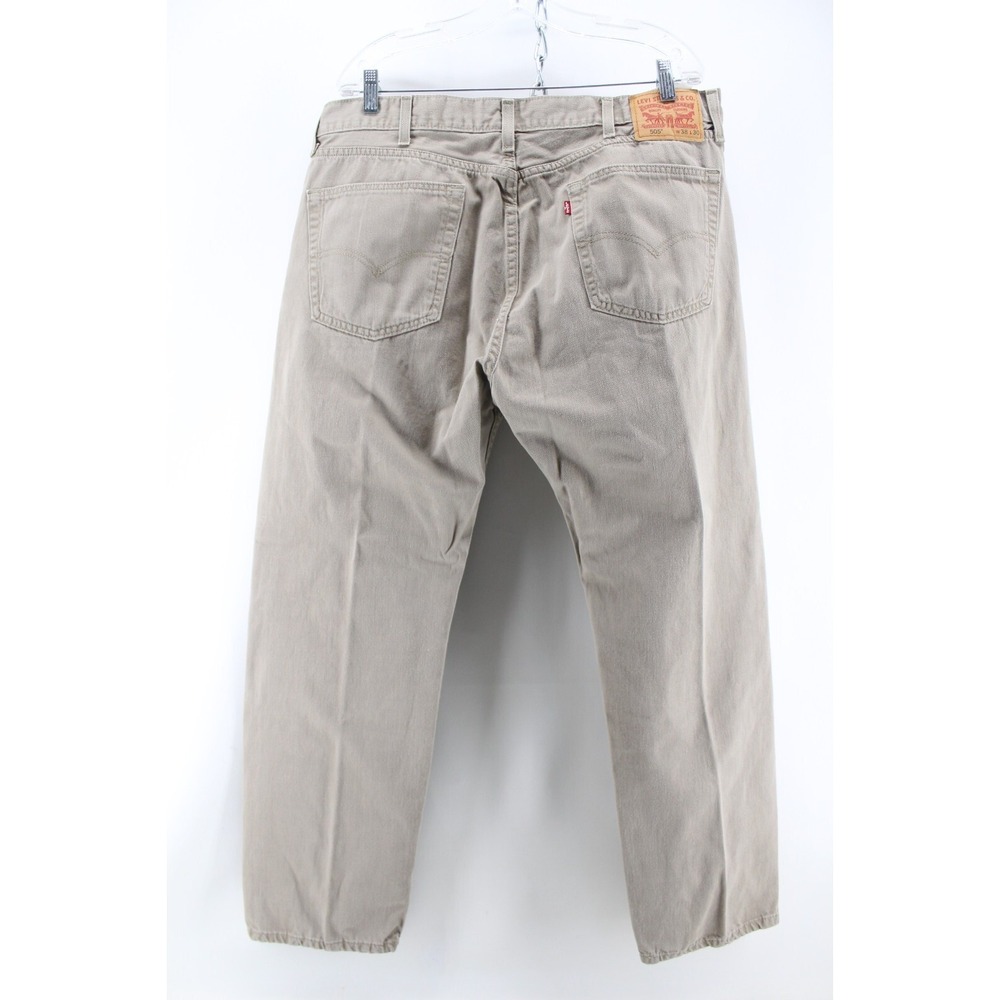 Levi's 505 Jeans Mens 38 x 30 Regular Fit Straight Leg Khaki Wash - Picture 2 of 8